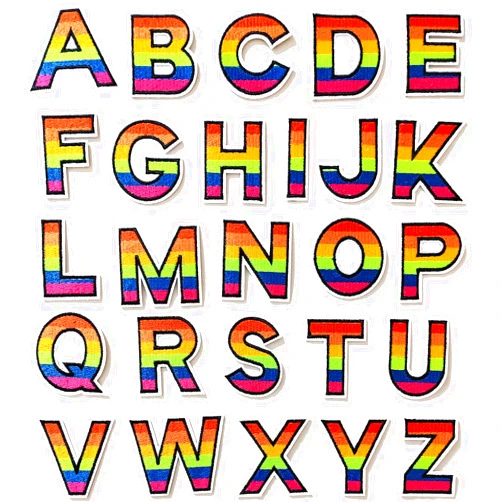 MISDONR Iron On Letter Patches, 52 Pieces Alphabet Embroidered Patches A-Z,for Clothing Backpacks Hats Shirts Jeans Bags Colour