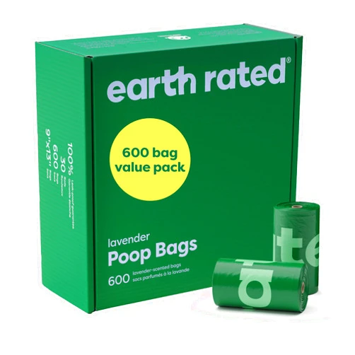 Earth Rated Dog Poop Bags Value Pack, Leak-Proof and Extra-Thick Pet Waste Bag for Big and Small Dogs, Refill Rolls, Lavender Scented, 600 Count
