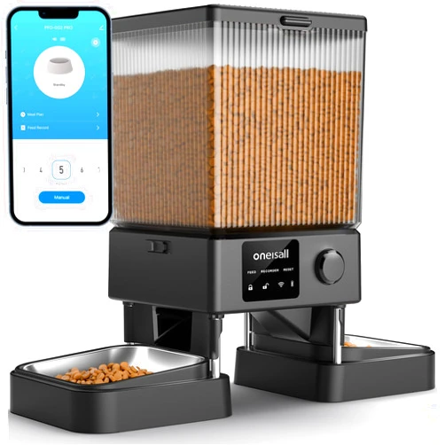 oneisall Automatic Cat Feeder with 5G WiFi, Automatic Cat Food Dispenser for 2 Cats Small Pets, 20 Cups/5L Timed Dry Food Dispenser with APP Control