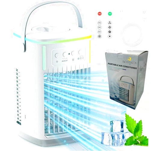 THEPENTAGON 4-in-1 Mini Portable Air Conditioner & Fan - Compact Cooling Unit for Home, Office, and Travel - Energy Efficient and Lightweight Design