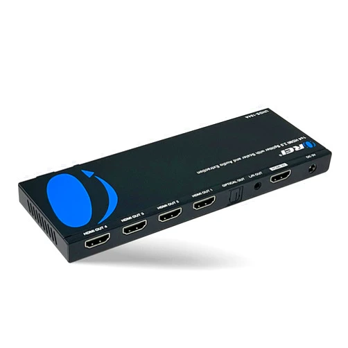 OREI 1x4 2.0 HDMI Splitter with Scaler Audio Extractor 4 Ports with Full Ultra HDCP 2.4K at 60Hz & 3D Supports EDID Control - UHDS-104A