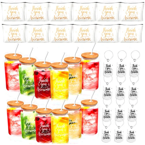 Tioncy 36 Pcs Employee Appreciation Thank You Gifts for Women Nurse Teacher Staff Coworker Cups Makeup Bag Keychain Gift Set(Appreciation)