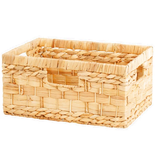 StorageWorks Wicker Basket, Hand-Woven Storage Basket with 3 Handles, Wicker Baskets for Organizing, Natural Water Hyacinth, 1-Pack, 15 ¼