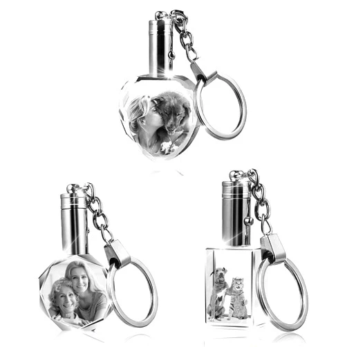 Arokimi Custom Crystal Photo Keychain with Light Personalized Gift for Family Friends Lover