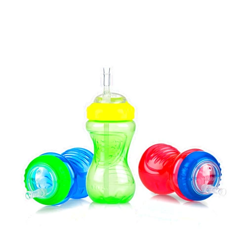 Nuby No-Spill Sippy Cup with Flex Straw for Boys - (3-Pack) 10-Ounce Bottles - Training Sippy Cups for Toddlers 12+ Months
