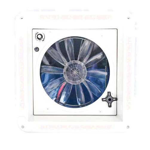 RVLOVENT 12V RV Roof Fan Vent 14'' 3 Speed Reversible Manual Lift (Smoke with LT)
