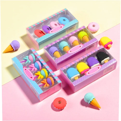 MGTECH Food Earsers for Kids, 16 Pcs 3D Cute Mini Ice Cream Donut Take Apart Erasers, Cool Fun Puzzle Desk Pet Erasers for Girls