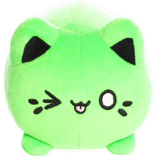 Aurora® Enchanting Tasty Peach® Toxic Green Meowchi Stuffed Animal - Bright & Colorful Design for Room Decor - Perfect for Adults, Kids, and Birthdays - 7 Inches