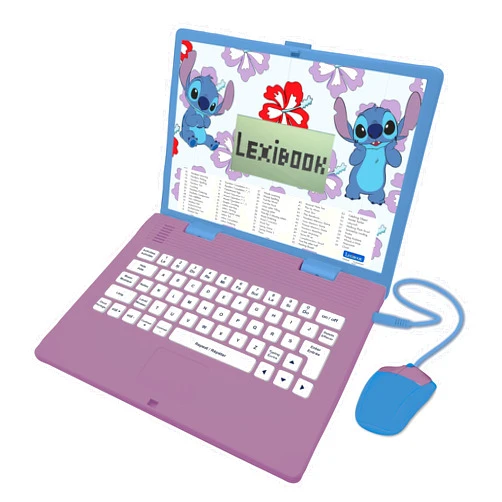 Lexibook, Disney Stitch, Bilingual English/French Educational Laptop, 124 Language, Writing, Math, Logic, Music and Games, Boys and Girls, JC598Di1