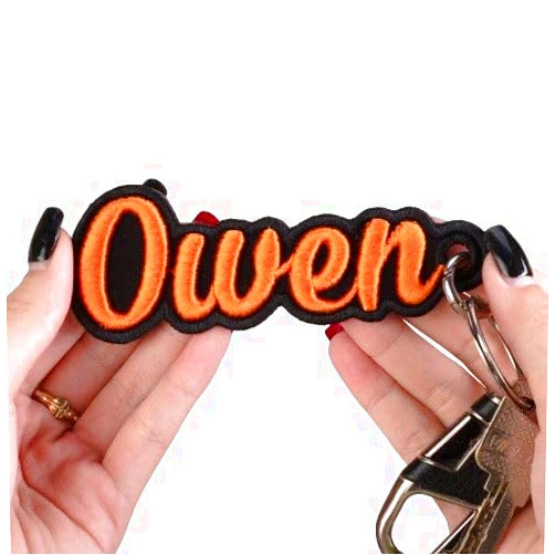 5SECOM Personalized Name Embroidered Keychain - Custom 3D Name Tag for Backpacks