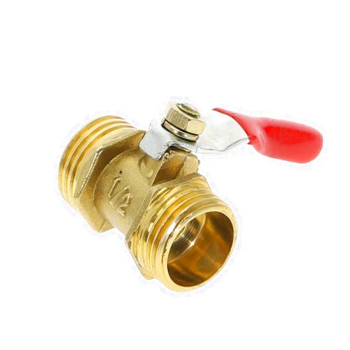 WZCUICAN Brass Ball Valve Male Thread Ball Valve Brass Connector Joint Copper Pipe Fitting Coupler Adapter (Color : Brass, Size : 3/8