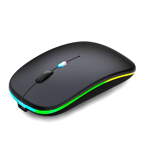 WREANU Wireless Bluetooth Mouse,Rechargeable LED Silent Slim Laptop Mouse,Portable(BT5.2 and USB Receiver) Dual Mode Computer Mouse for Laptop,ipad Tablet,Apple Desktop,Mac.(Black)