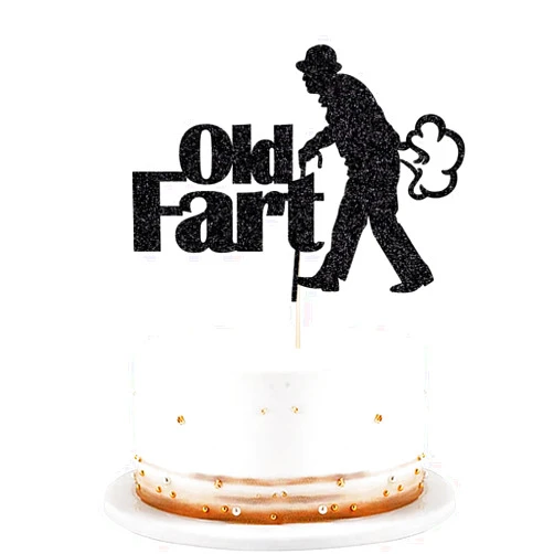 LVEUD Black flash Old Fart Birthday Cake Topper Humorous old man and old woman Happy birthday cake Topper Funny happy birthday cake decoration is suitable for men/fathers/grandfathers (black1)