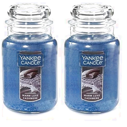 Yankee Candle Warm Luxe Cashmere Scented, Classic 22oz Large Jar Single Wick Candle, Over 110 Hours of Burn Time (Pack of 2)