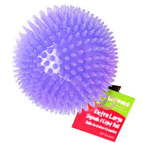 Gnawsome 4.5” Spiky Squeak & Light Ball Dog Toy - Extra Large, Cleans teeth and Promotes Dental and Gum Health for Your Pet, Colors will vary, All Breed Sizes