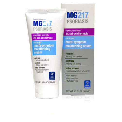 MG217 Medicated Moisturizing Psoriasis Cream With 3% Salicylic Acid, Multi-symptom, Fragrance Free, 3.5 Fl Oz, (5604)