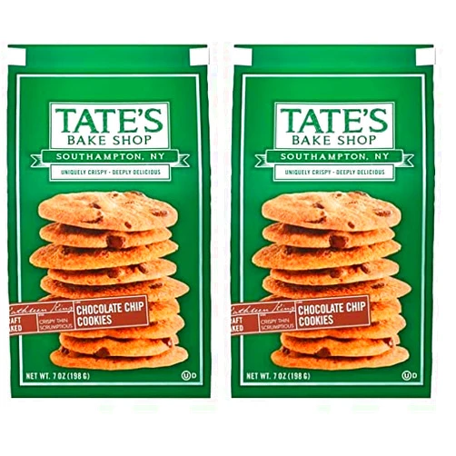 Tate's Bake Shop Cookies, Chocolate Chip, 7 Oz (Pack of 2)