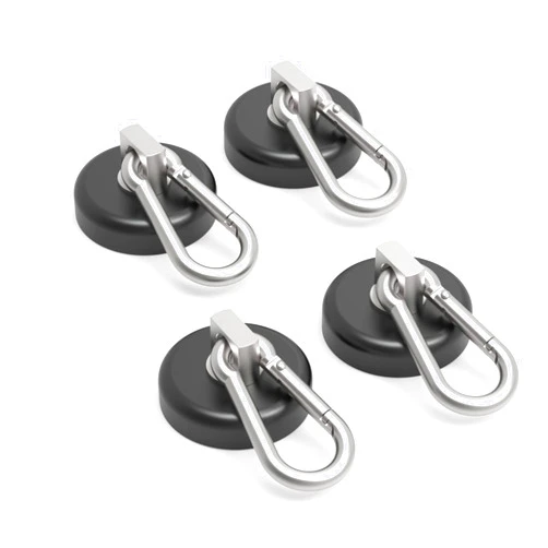 Ant Mag - Carabiner Magnetic Hooks 80LBS Heavy Duty Neodymium Magnet Carabiner with Swivel Carabiner Snap Hook for Indoor/Outdoor Hanging Grill Kitchen Factory Warehouse Office (4Pack)