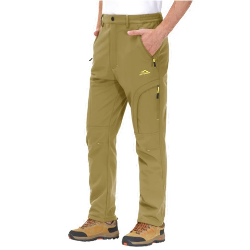 MAGCOMSEN Men's Winter Pants 5 Zip Pockets Snow Ski Pants Fleece Lined Water Resistant Hiking Pants