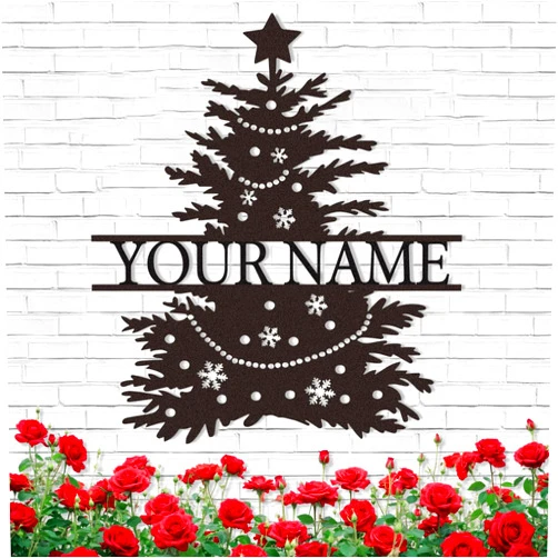 Dyoart Personalized Christmas Metal Sign, Metal Christmas Hanging Sign, Christmas Tree Metal Plaque Sign, Christmas Decorations Ornaments, Christmas Letters Wall Decor for Indoor Outdoor Yard