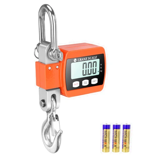ROMECH 1100lbs Digital Hanging Crane Scale with Cast Aluminum Case, 500Kg Heavy Duty Scale for Construction Factory Building Hunting (1100lbs, Orange)