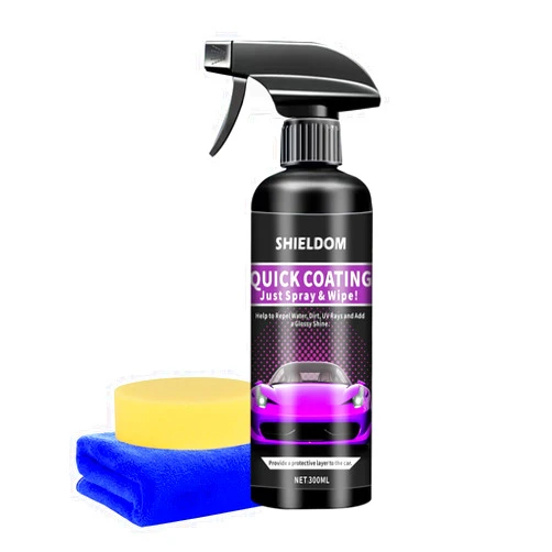 SHIELDOM Ceramic Coating for Cars, Paint Sealant Detail Protection High Gloss Vehicle Quick Coat Automotive Sealers Exterior Hydrophobic Shine Polish for Auto, Motorcycle, Trucks & Rvs - 10oz/300ml