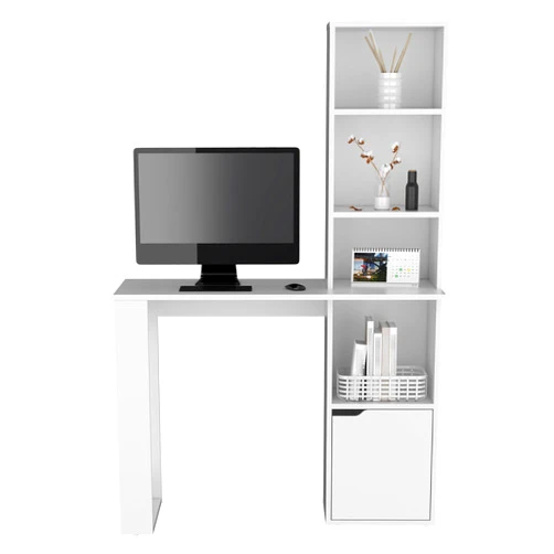 DEPOT E-SHOP Ripley Writing personal Desk with Bookcase and Cabinet, White
