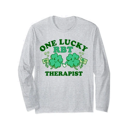St Patricks Day ABA RBT Paddys Shamrock Clover Co. One Lucky RBT Therapist St Patricks Day Scrub Technician Long Sleeve T-Shirt
