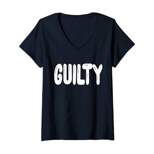 Best Funny Political Satire and Commentary Shoppe Womens Guilty | Funny Political V-Neck T-Shirt