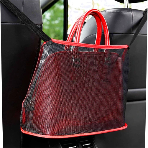 Denvosi Car Net Pocket Organizer Handbag Holder, Driver Storage Netting Pouch, Car Mesh Organizer, Car Hooks for Purses and Bags Front Seat, Handbag Holder for Car