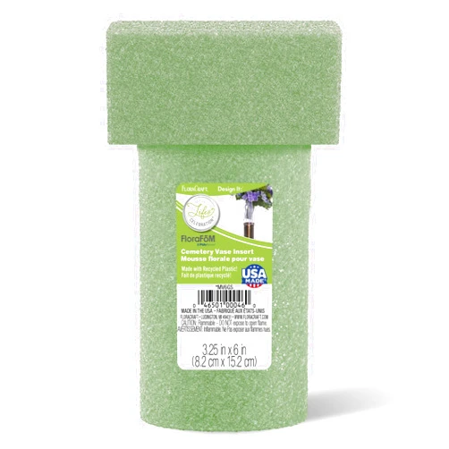 FloraCraft FloraFōM Memorial Vase Insert 3.25 Inch x 6 Inch Green