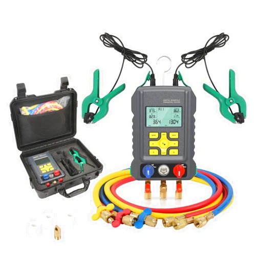 KAISAL HVAC Gauges 93 Refrigerant Detection Digital Manifold Gauge Set HVAC Pressure&Temp Test HVAC Manifold Upgraded Ball Valve Digital Refrigerant Gauges with 3.5