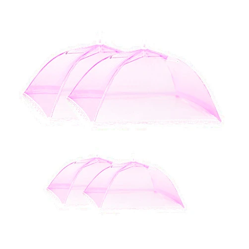 Fafish 4 Pack Pop-Up Mesh Food Covers Tent Umbrella,2 * 17 Inches and 2 * 12 Inches,Collapsible and Reusable,for Screen Tents,Outdoor Camping, Picnics, Parties,BBQ (Pink)