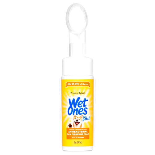 Wet Ones for Pets Antibacterial Dog Paw Cleansing Foam with Built-in Paw Scrubber Brush, Tropical Splash Scent, 5 oz | Dog Paw Cleaner with Antibacterial Foam and Brush