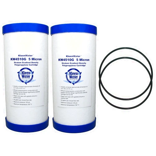 KleenWater Replacement O-rings and Dirt, Rust, Sediment Cartridges Compatible with GE Systems, 2 O-rings, 2 Cartridges - Compatible with GE GXWH30C, GXWH35F, GXWH40L Filters