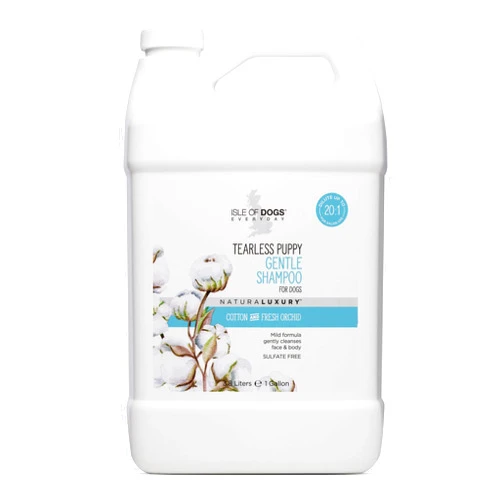 Isle of Dogs - Everyday Natural Luxury Tearless Puppy Shampoo - Cotton + Fresh Orchid - Sulfate & Paraben Free Formula - Gentle Pet Shampoo for Dogs of All Ages & Coat Types - Made in The USA - 1 Gal, (823-gal)
