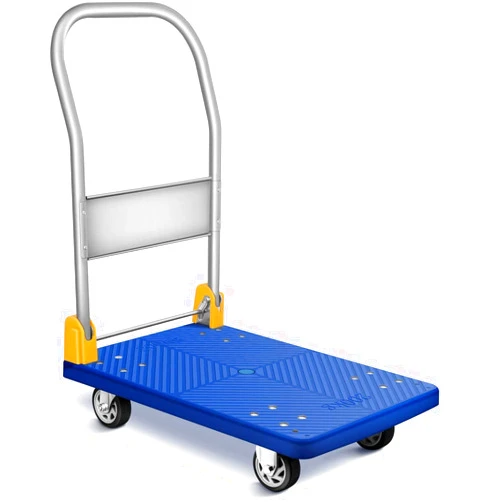 YSSOA Platform Truck with 440lb Weight Capacity and 360 Degree Swivel Wheels, Foldable Push Hand Cart for Loading and Storage, Blue
