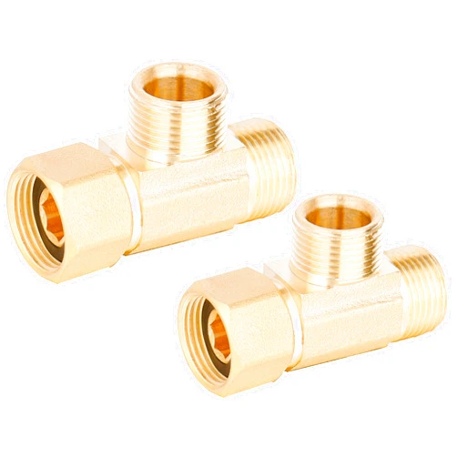 WHK 2 PCS 3/8 Compression Tee Fittings Water Line Splitter Angle Stop Add-A-Tee Valve Lead-Free Brass 3 Way Valve 3/8-Inch Compression Inlet X 3/8-Inch Compression Outlet X3/8-Inch Compression Outlet
