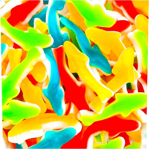 LAETAFOOD Gummy Sharks Candy, Mixed Fruit Flavors (1 Pound Bag)
