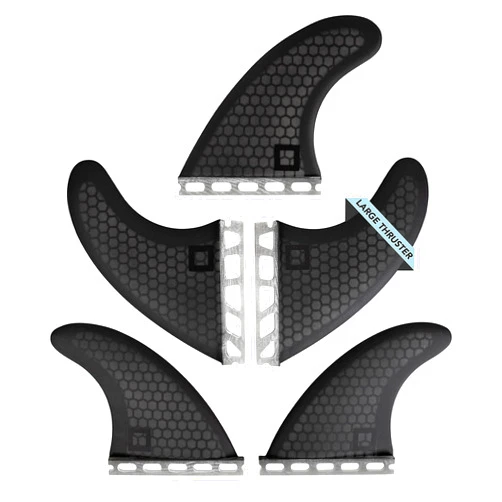 Surf Squared Large & Medium Size Fin Sets - Honeycomb Fiberglass Performance Surfboard Fins - Compatible with Futures Single Tab Surfboards - Ride as Twin, Thruster or Quad