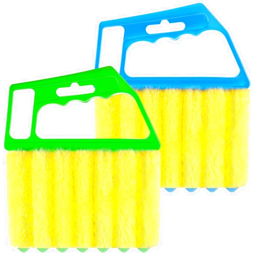 Geiserailie 2 Pieces Blind Cleaner Duster Tool, 7 Finger Dusting Cleaner Tool for Window Venetian, Washable Mini Cleaner Brush, Hand Held Cleaner Tool for Air Conditioner Wood Blinds Dust Dirt (2 Colors)