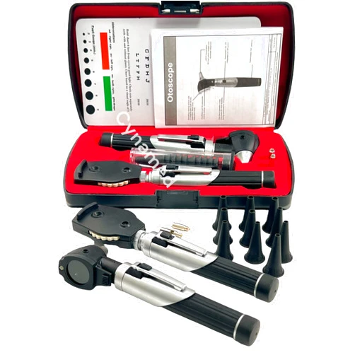 Cynamed New Premium High Grade Home Use Student Otoscope Set Fiber Optic Digital Bright Led Ear Light Design 4X Magnification with Storage Washable Speculum Tips for Children Adults and Pets Cynamed