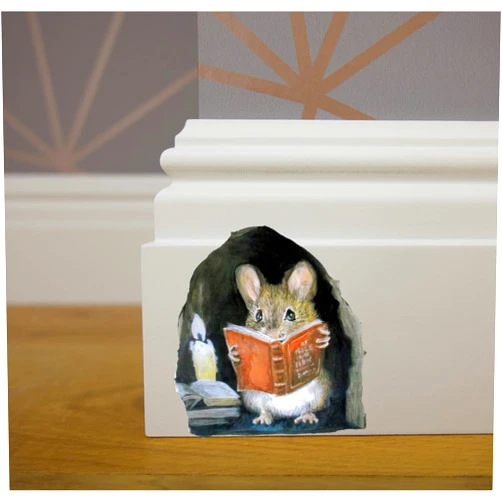 Lumiere Tech 2 Stickers Mouse Reading Book in Wall 3D Sticker Decal Funny 2 Pack by Lumiere Tech
