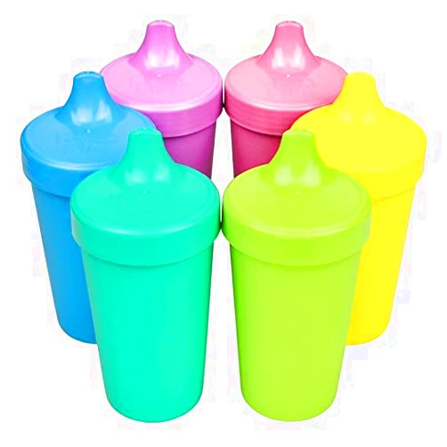 Re-Play Made in USA 10 Oz. Sippy Cups for Toddlers, Pack of 6 - Reusable Spill Proof Cups for Kids, Dishwasher/Microwave Safe - Hard Spout Sippy Cups for Toddlers 3.13