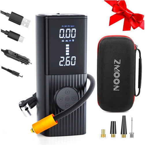 ZMOON Tire Inflator Portable Air Compressor, 2-IN-1 150PSI Cordless & DC 12V Air Pump for Car Tires, 9000mAh 4X Faster Inflation Live Pressure Gauge Air Pump for Car/Motorcycle/Bike/Ball