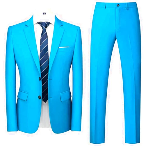 Rdzding Mens Slim Fit Suit 2 Piece Set Blazer Tuxedo Daily Business Suit Jacket for Wedding Party
