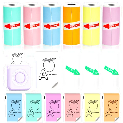 QYCHHJ 9 Rolls Mini Thermal Sticker Paper for Phomemo M02/T02 Mini Printer, Thermal Printer Paper with 57x25mm, Mini Thermal Printer Sticker Paper for Photo Journal Notes Memo
