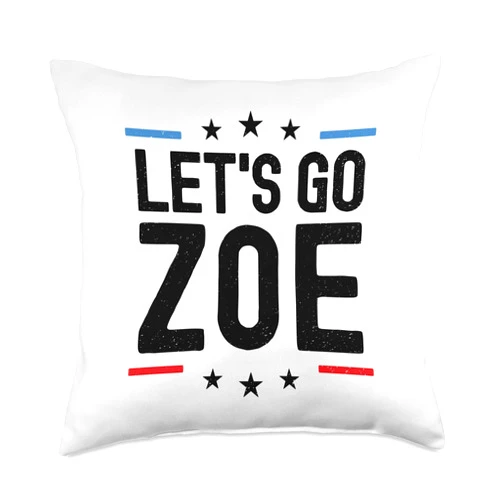 Lets Go Name Tag Apparel Zoe Name Personalized Girl Cute Birthday Women Stars Custom Throw Pillow, 18x18, Multicolor
