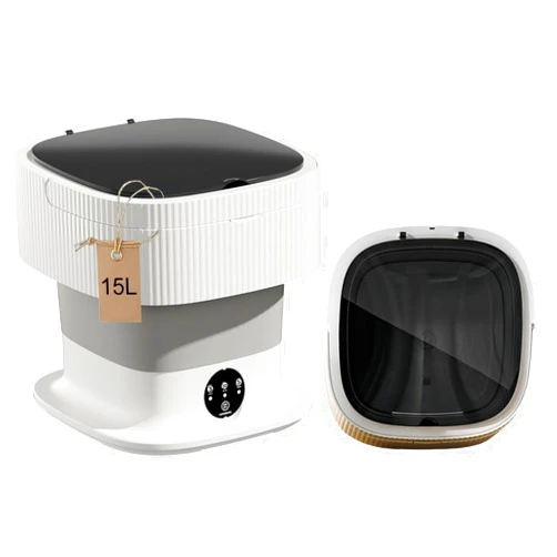 GZJ Portable Washing Machine, Mini Washer 15L High Capacity with 3 Modes Deep Cleaning for Underwear, Baby Clothes, or Small Items, Foldable Washing Machine for Apartments, Camping, Travel (Grey)