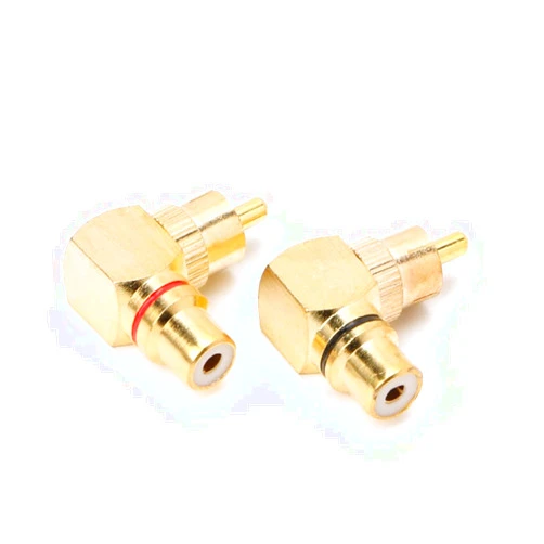 ZYuoo 90 Degree RCA Adapter 2-Pack, Gold-Plated Right Angle Connector Male to Female Audio Adapter